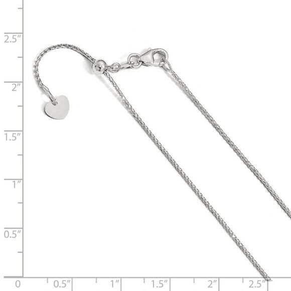 1mm 14k White Gold Adjustable D/C Open Franco Chain Necklace, 22 Inch - Picture 2 of 5